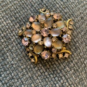 Florenza Vintage Floral Brooch with Purple Accents